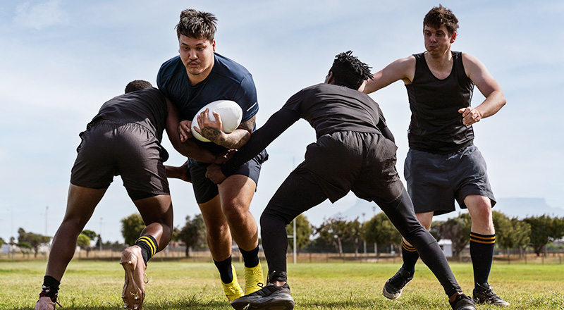 Joueurs de Rugby sur le terrain